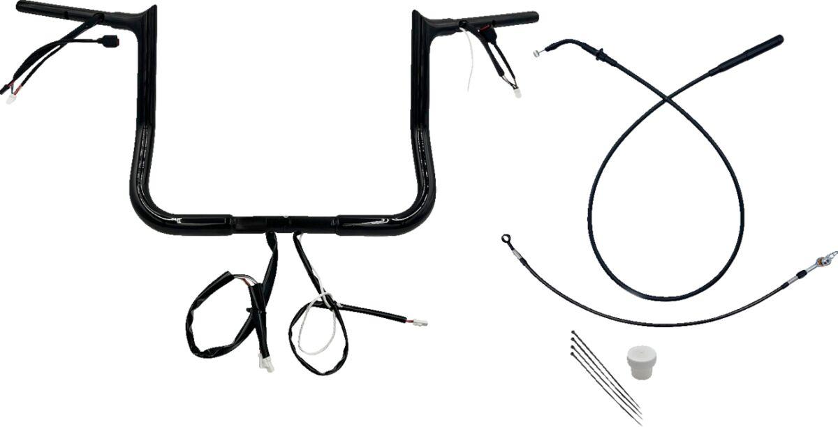 949012-B - Fat Baggers Inc. 1-1/4" EZ Install Pointed Top Handlebar For Harley Davidson FLHX 1923 2024-2025 30.5 cm (12") - Black