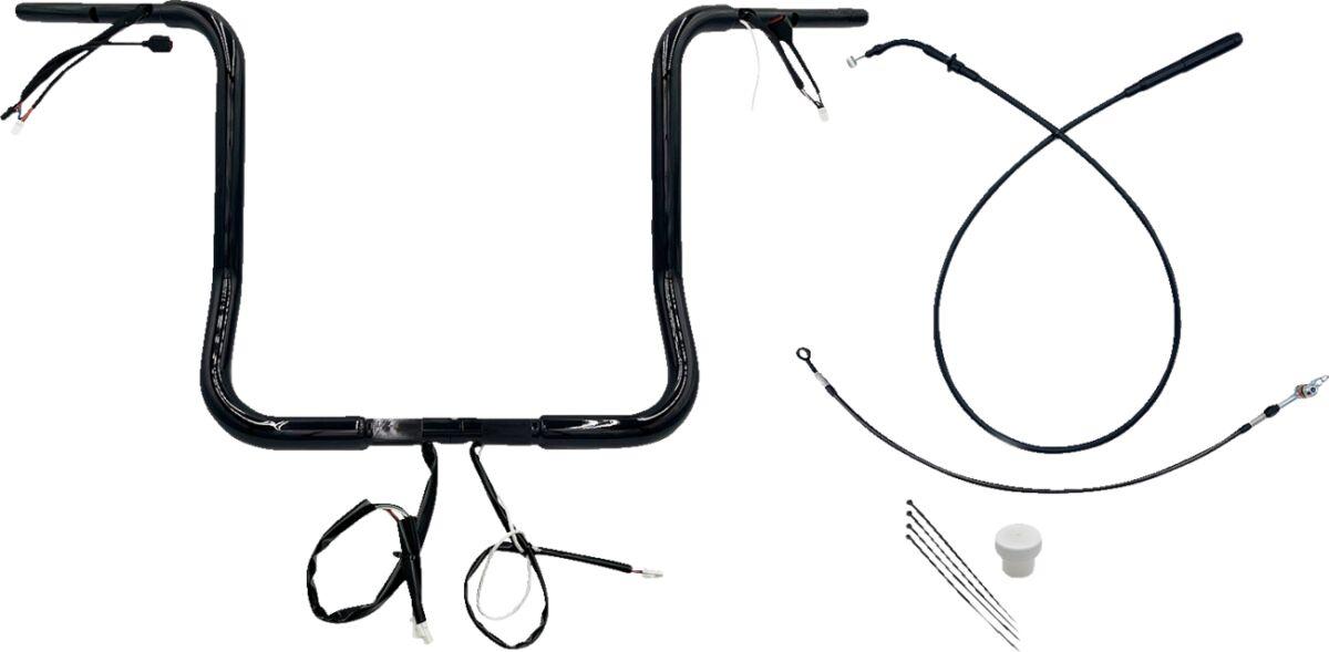 939016-B - Fat Baggers Inc. 1-1/4" EZ Install Round Top Handlebar For Harley Davidson FLHX 1923 2024-2025 40.5 cm (16") - Black