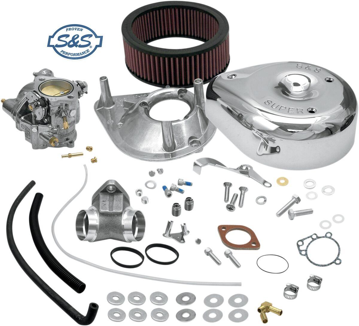 11-0408 - S&S Cycle Super E Carburettor With Manifold Kit For Harley Davidson FLHS 1340 1988-1990 - Chrome