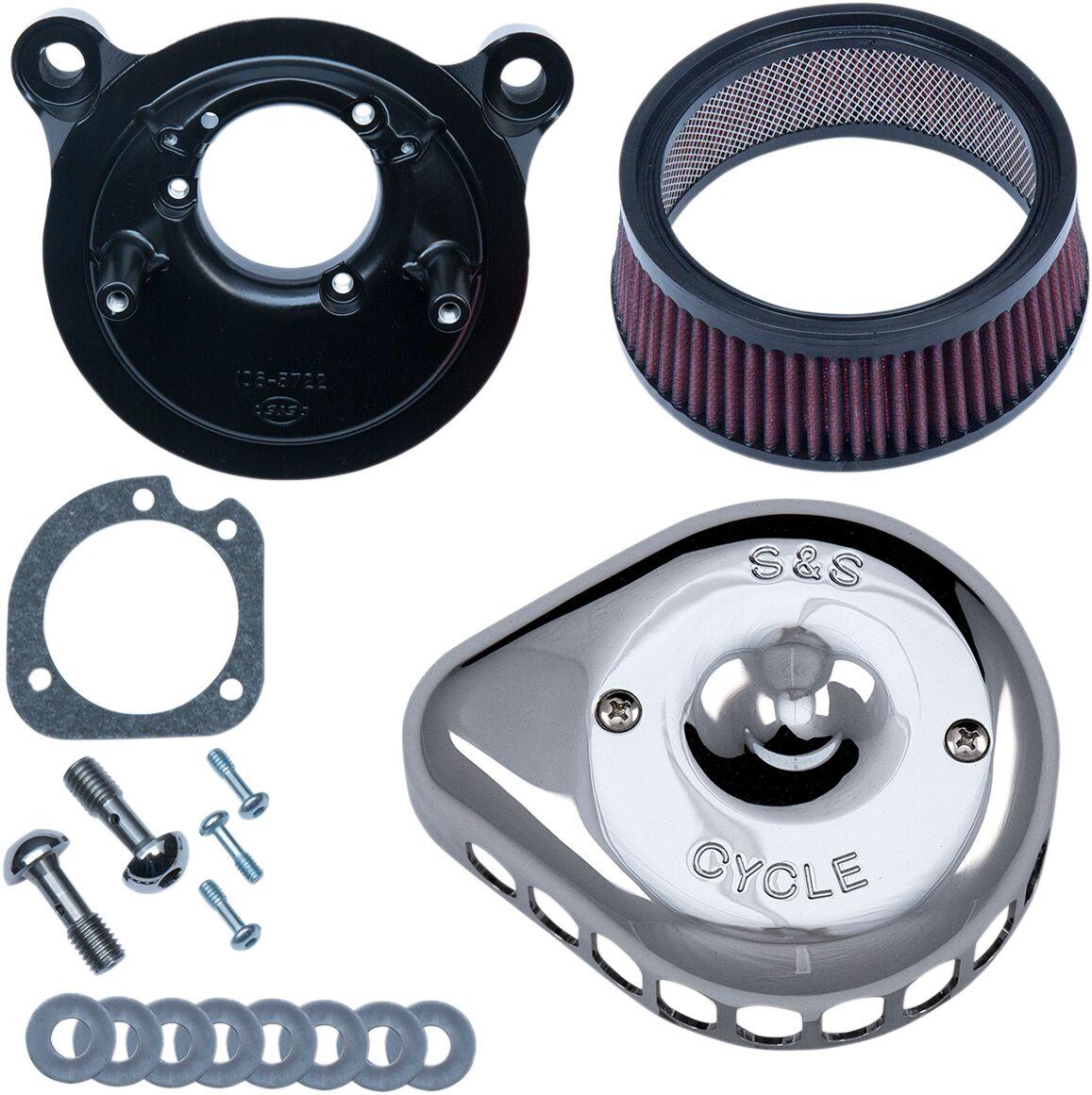 170-0441 - S&S Cycle Mini Teardrop Stealth Air Cleaner Kit For Harley Davidson FLD 1690 2012-2013 - Chrome