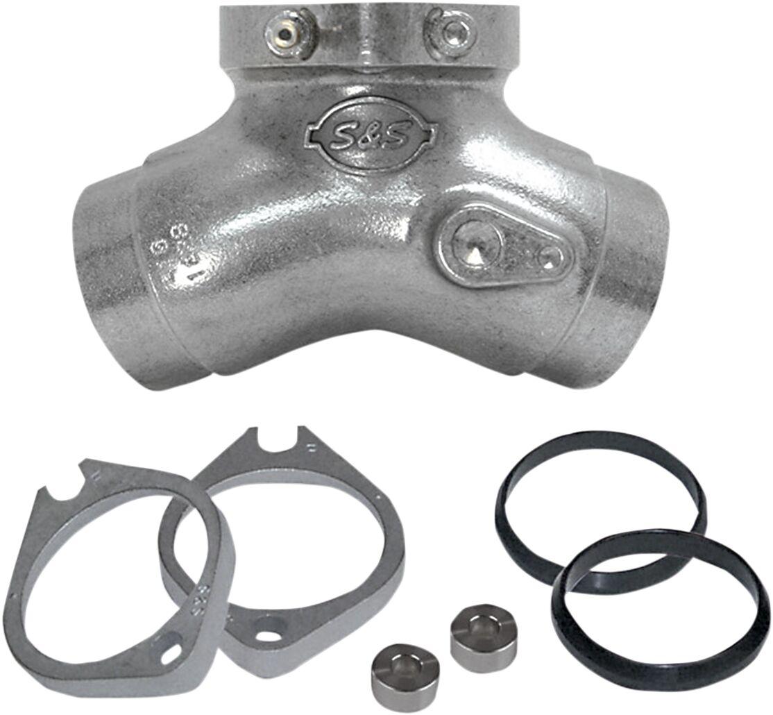 160-1658 - S&S Cycle Manifold Conversion Kit for 80" Evolution Big Twin For Harley Davidson FLH 1340 1984 - Black/Silver