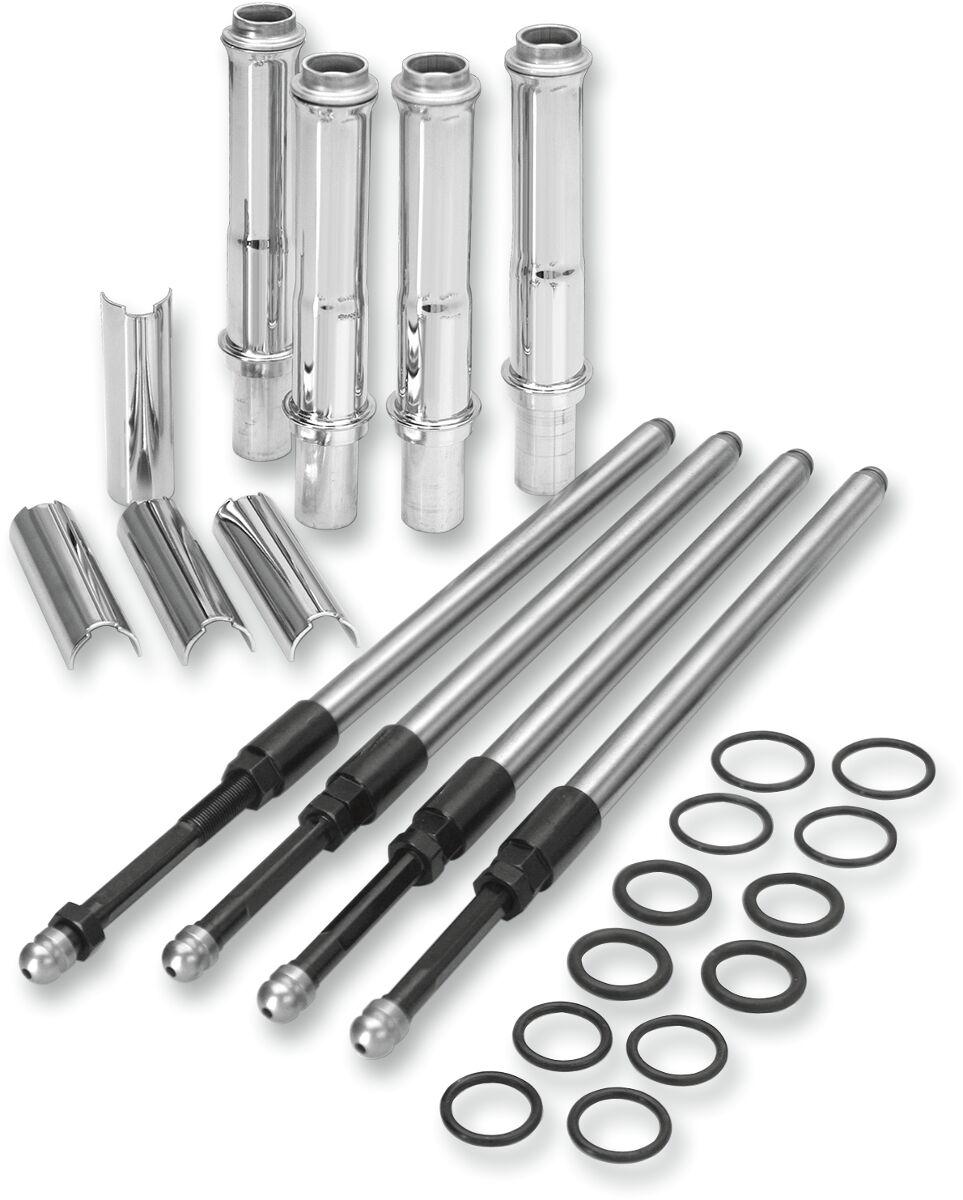 106-6051 - S&S Cycle Quickee Pushrod Kit with Covers For Harley Davidson FLD 1690 2012-2013 - Chrome