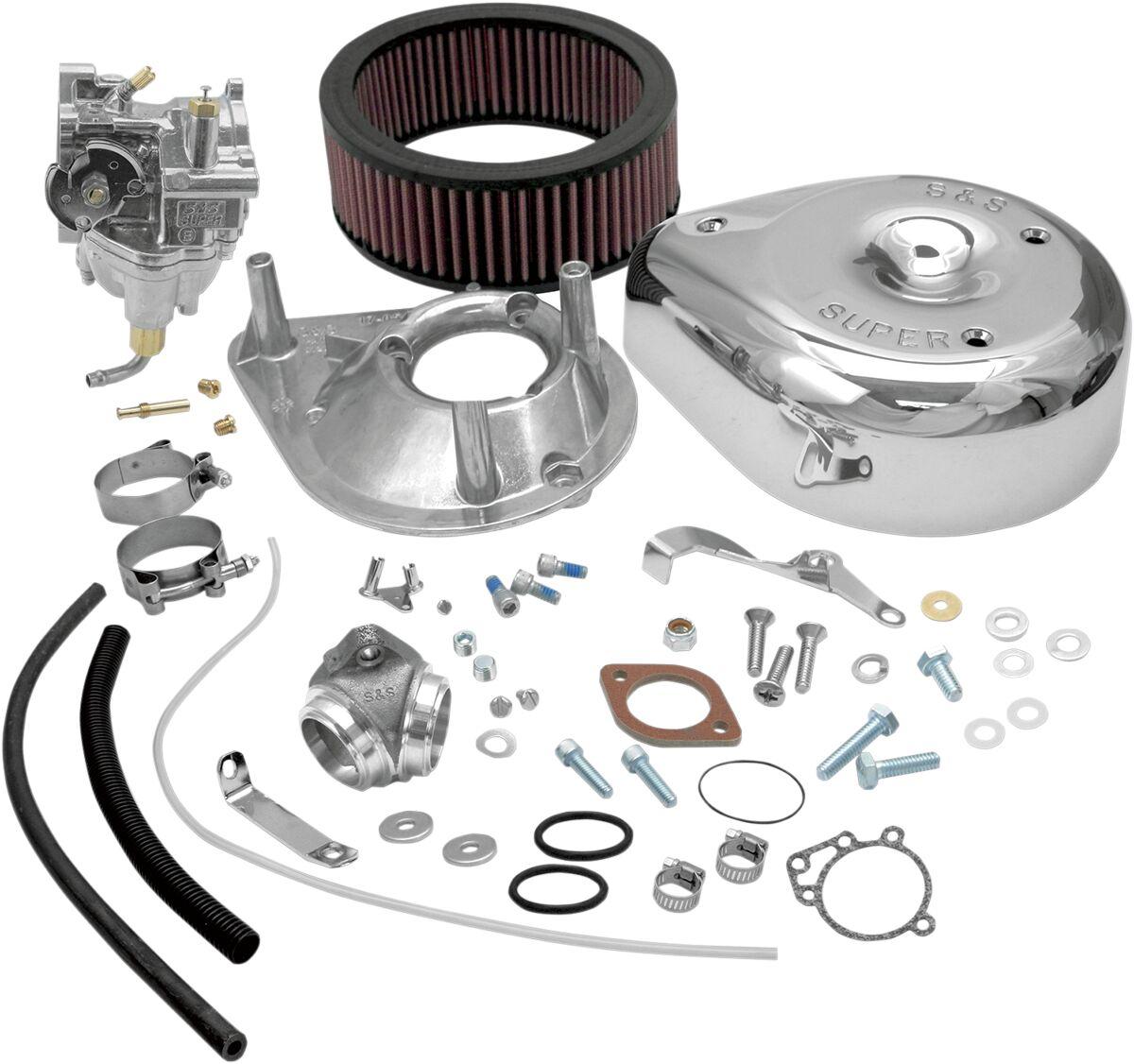 11-0402 - S&S Cycle Super E Carburettor With Manifold Kit For Harley Davidson FL 1200 1970-1977 - Chrome