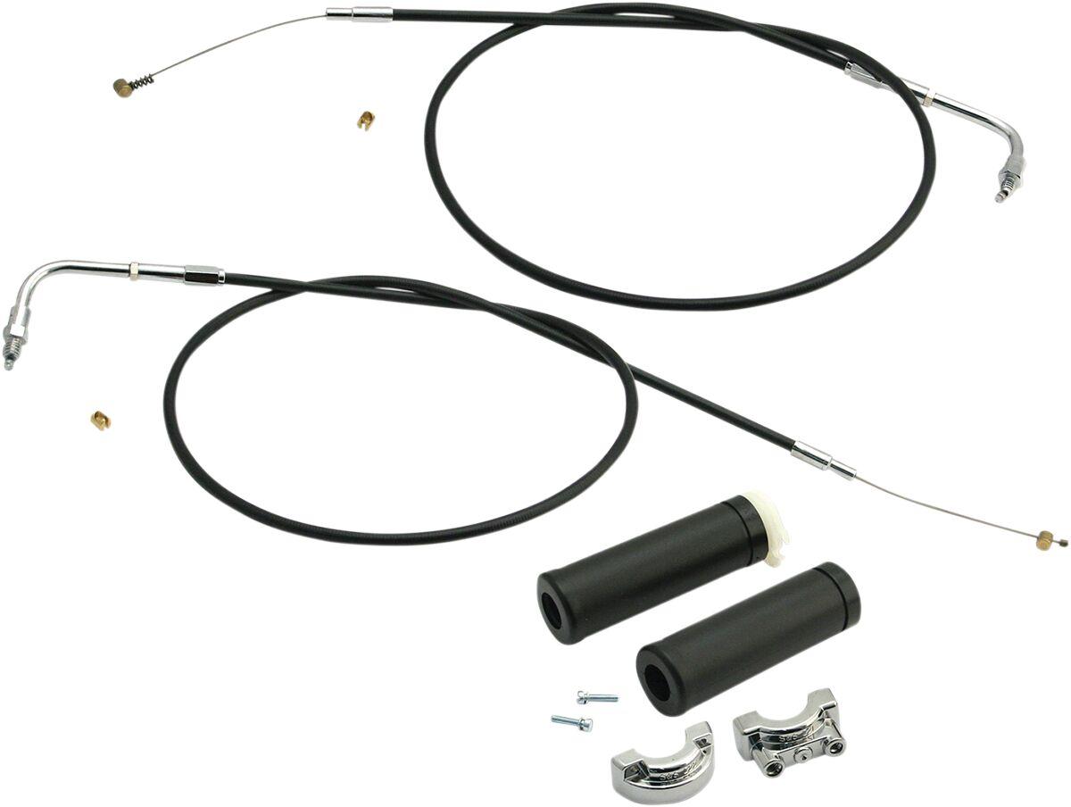19-0449 - S&S Cycle Dual-Cable Throttle Assembly Kit For Harley Davidson FL 1200 1970-1977 - Black/Chrome