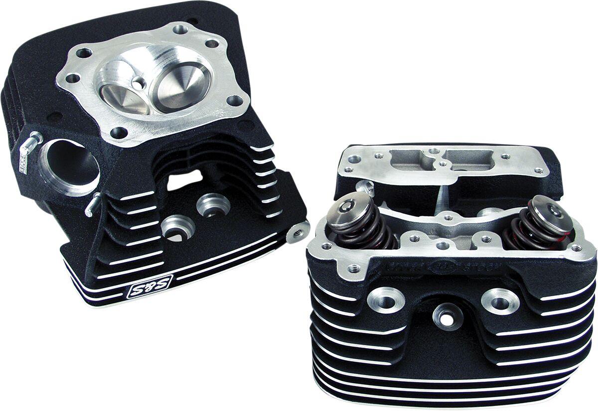 90-1106 - S&S Cycle 89 CC Super Stock Cylinder Heads For Harley Davidson FLHR 1450 1999-2003 - Powder-Wrinkle Black