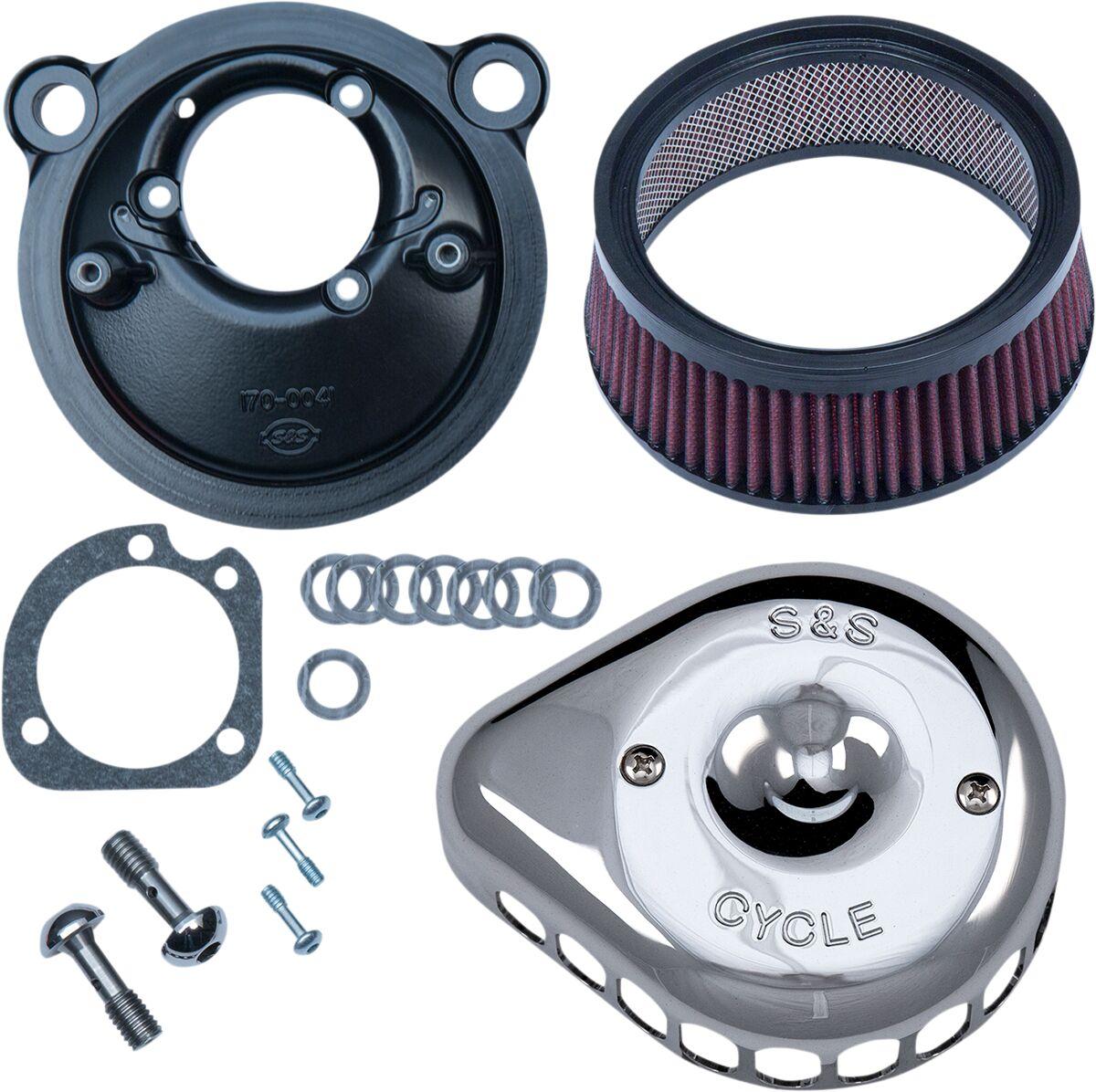 170-0439C - S&S Cycle Mini Teardrop Stealth Air Cleaner Kit For Harley Davidson XL 1200 C 2007-2020 - Chrome