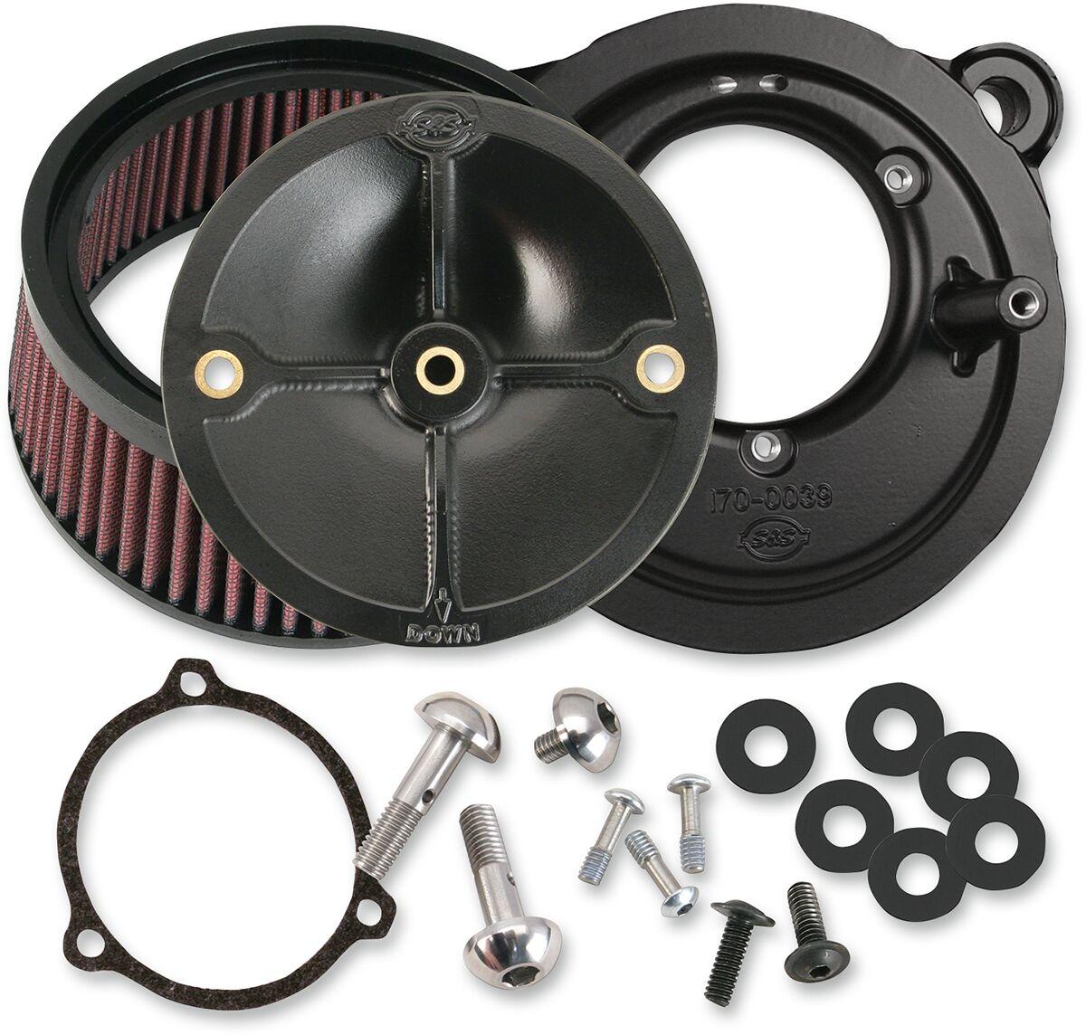 170-0164 - S&S Cycle 58 mm Super Stock Stealth Air Cleaner Kit For Harley Davidson FLHR 1584 2008 - Black