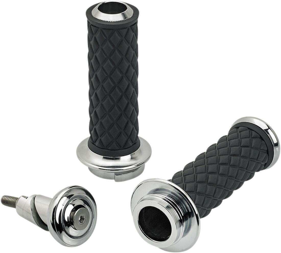 6605-105-01 - Biltwell Alumicore Grips For 25.4 mm (1") Handlebars - Black/Chrome