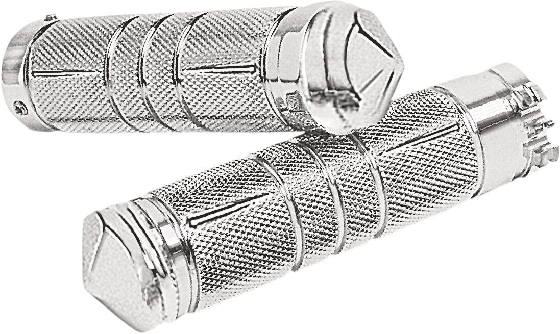 GR100-SKIC - Accutronix Knurled Diamond Custom Grips For Harley Davidson FLD 1690 2012-2013 Cable/Diamond Knurled - Chrome