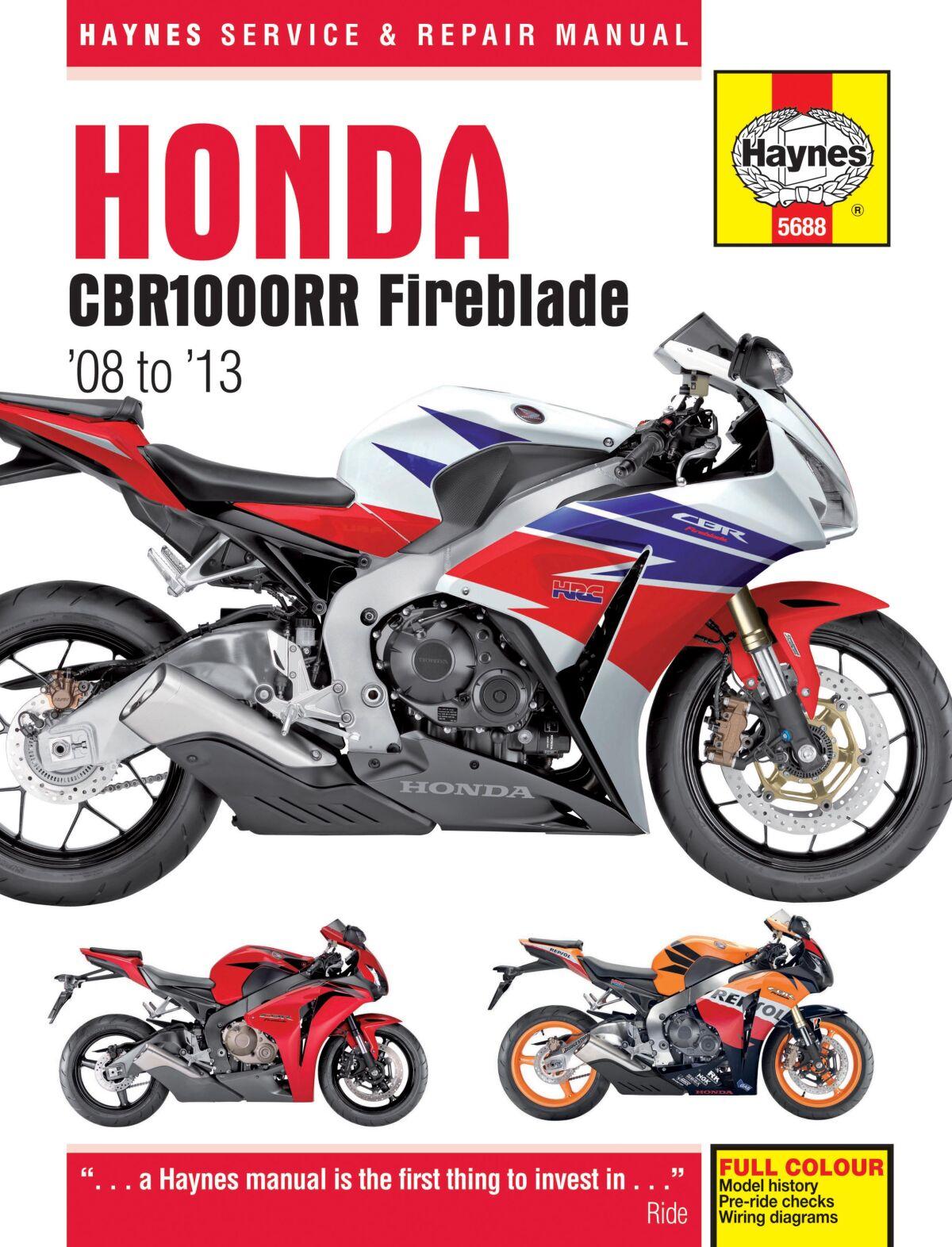 9781785214448 - Haynes Service Manual For Honda CBR 1000 RR 2008-2013