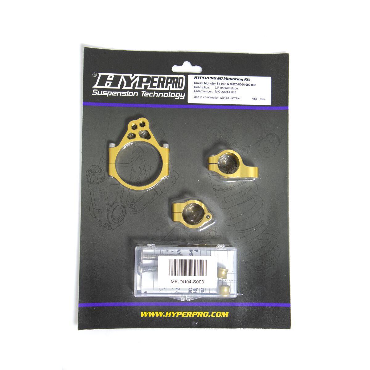 MK-DU04-S003 - Hyperpro Steering Damper Mounting Kit For Ducati Monster 1000S2R 2006-2008 - Gold