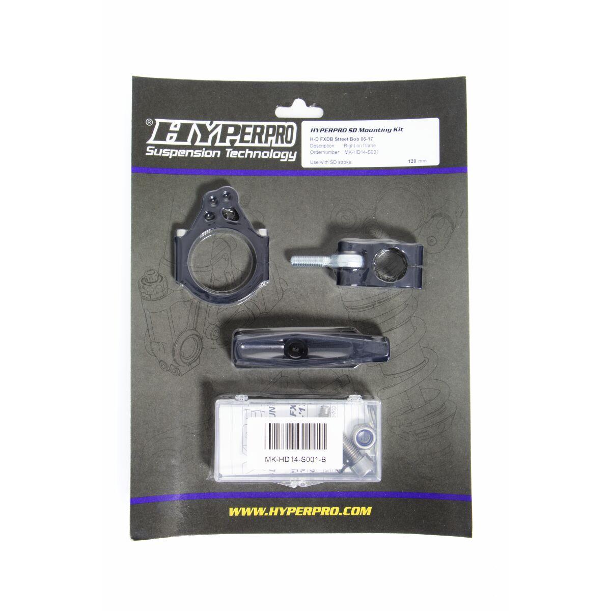 MK-HD14-S001-B - Hyperpro Steering Damper Mounting Kits For Harley Davidson FXDB 1584 2007-2013 - Black