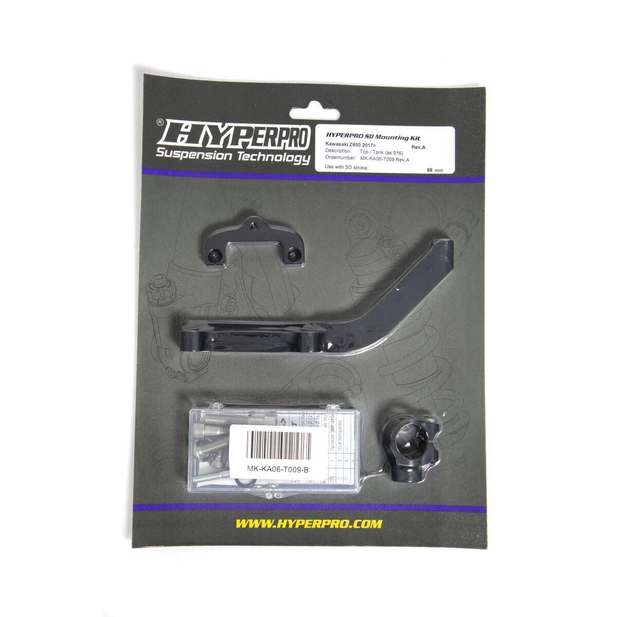 MK-KA06-T009-B - Hyperpro Steering Damper Mounting Kit For Kawasaki Z 650 2017-2025 - Black