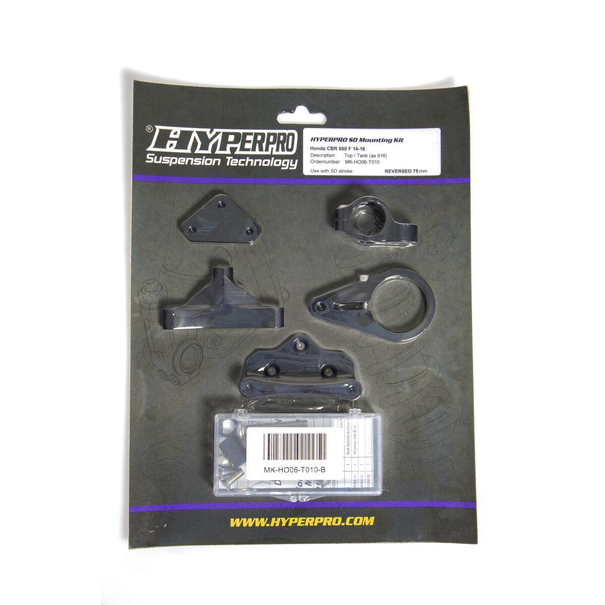 MK-HO06-T010-B - Hyperpro Steering Damper Mounting Kit For Honda CB 650 F 2014-2018 - Black