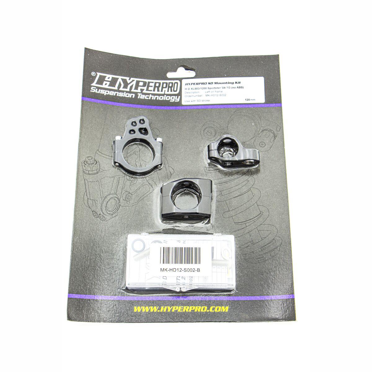 MK-HD12-S002-B - Hyperpro Steering Damper Mounting Kits For Harley Davidson XL 1200 C 2004-2013 - Black
