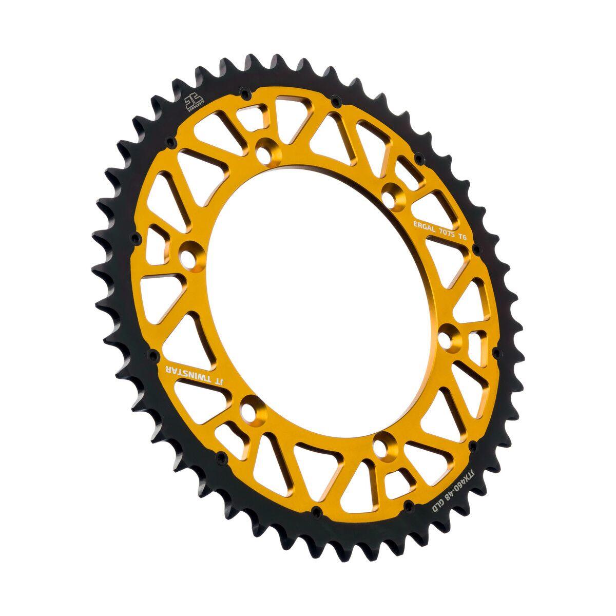 JTX460.48GLD - JT Twinstar Sprocket For Kawasaki KDX175 1980-1982 Rear 48T - Black/Gold