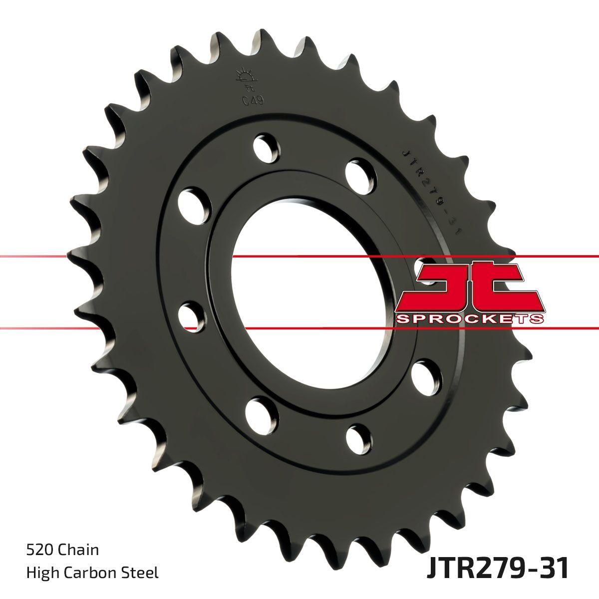 JTR279.31 - JT Steel Sprocket For Honda CB 250 1991-2008 Rear 31T - Black