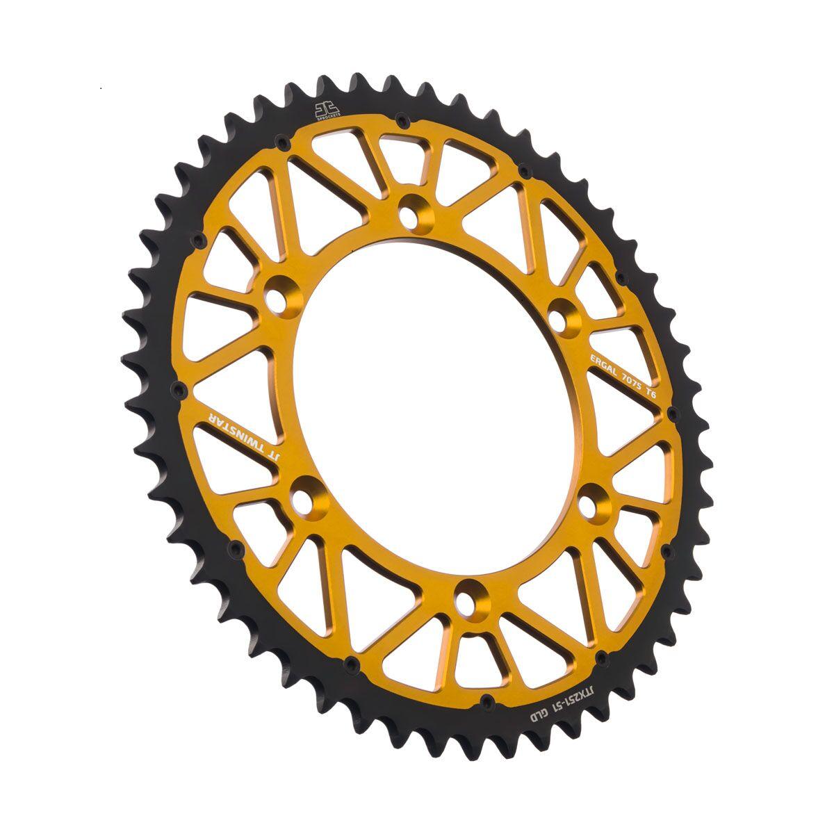 JTX251.51GLD - JT Twinstar Sprocket For Yamaha TTR230 2005-2026 Rear 51T - Black/Gold