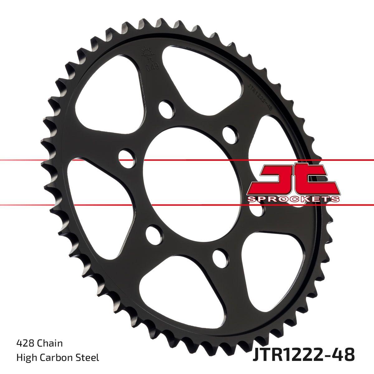 JTR1222.48 - JT Steel Sprocket For Honda CB 125F CBS Rear Black 48T 2021-2024 - Black
