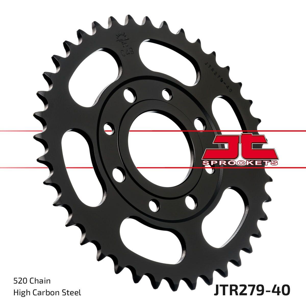 JTR279.40 - JT Steel Sprocket For Honda CB 250 1991-2008 Rear 40T - Black