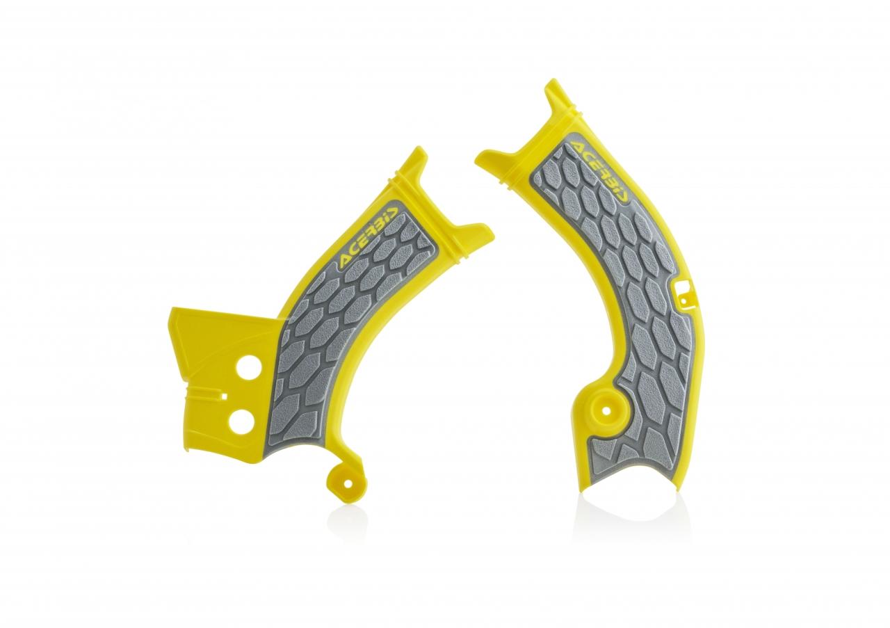 Acerbis Yellow/Grey 0023070.277 - X-Grip Frame Guards - Suzuki Rmz250 2019-2025, Rmz450 2018-2024