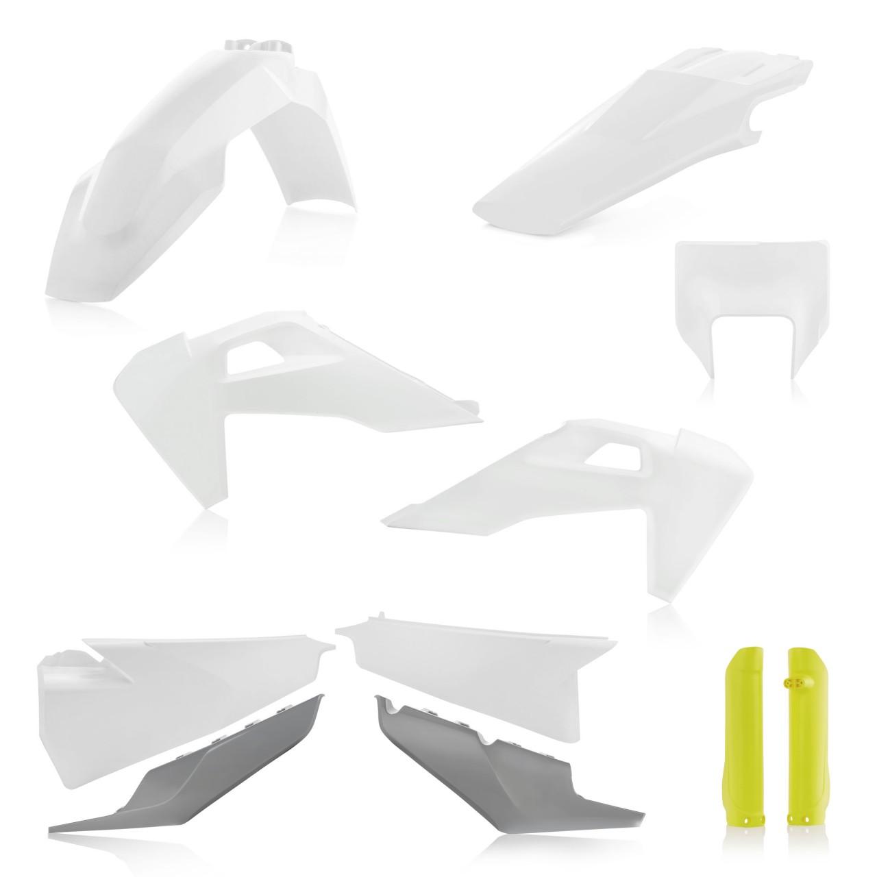 Acerbis Oem 0024051.553 - Full Enduro Plastics Kit - Husqvarna Fe 250/350/450/501 & Te 150I/250I/300I 2020-23 - (White/Yellow/Grey)
