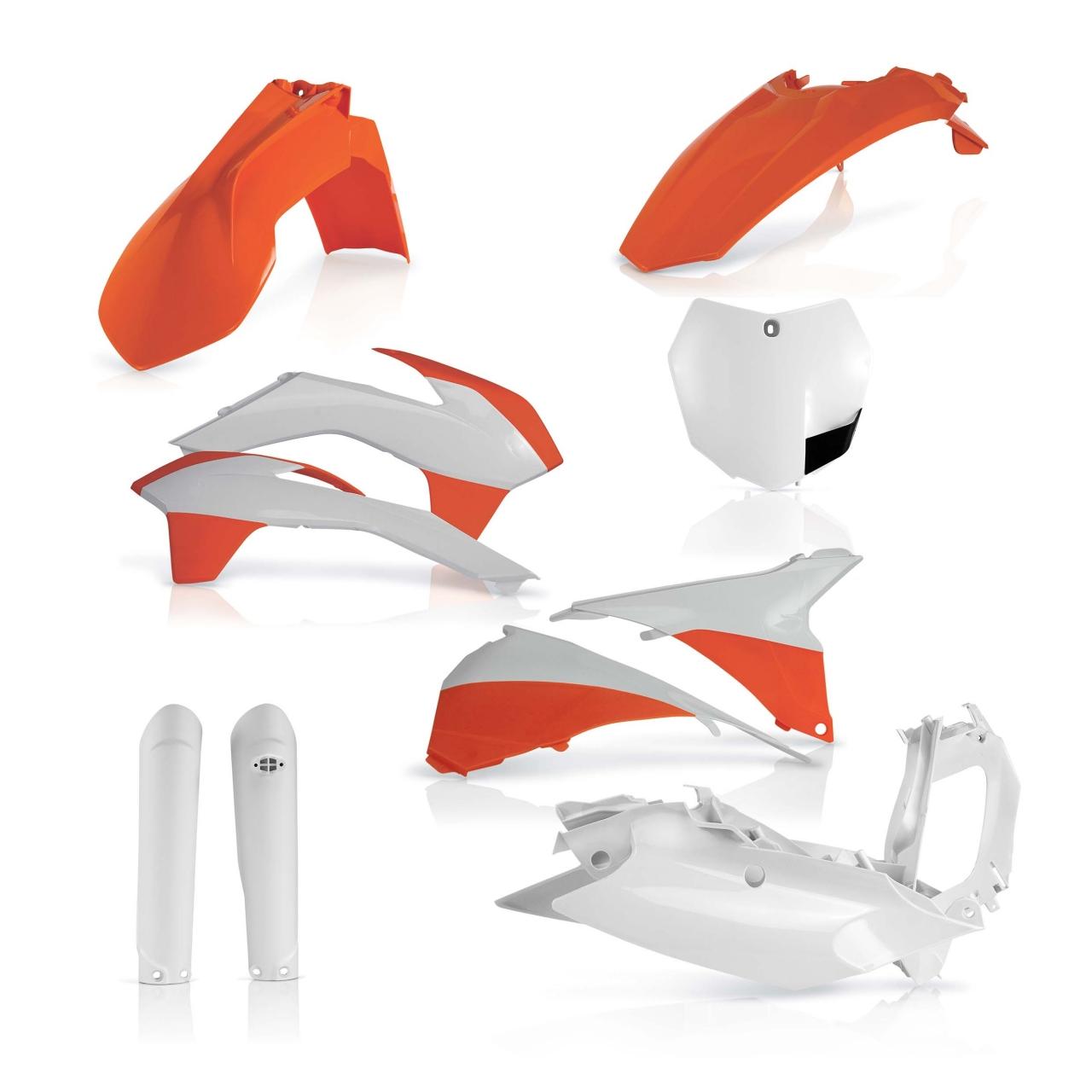 Acerbis Orange/White 0017843.553.015 - Full Plastics Kit - Ktm Sx 125/150 2015, Sx250 2015-16, Sxf 250/450/505 2015 - Oem '15 ()