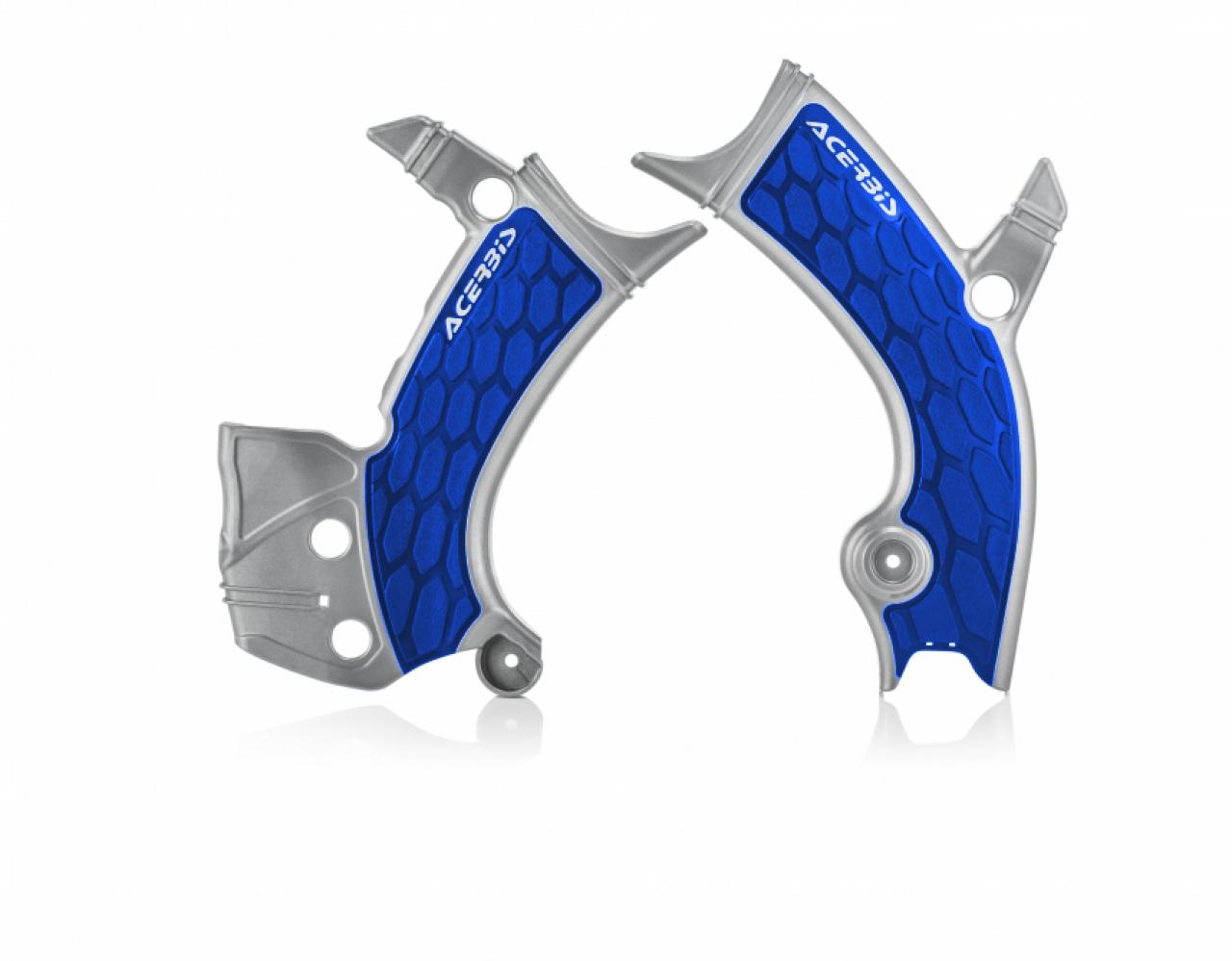 0023093.218 - Acerbis X-Grip Frame Guards - Yamaha YZF250 2019-23, YZF450 2018-22 - Silver/ Blue