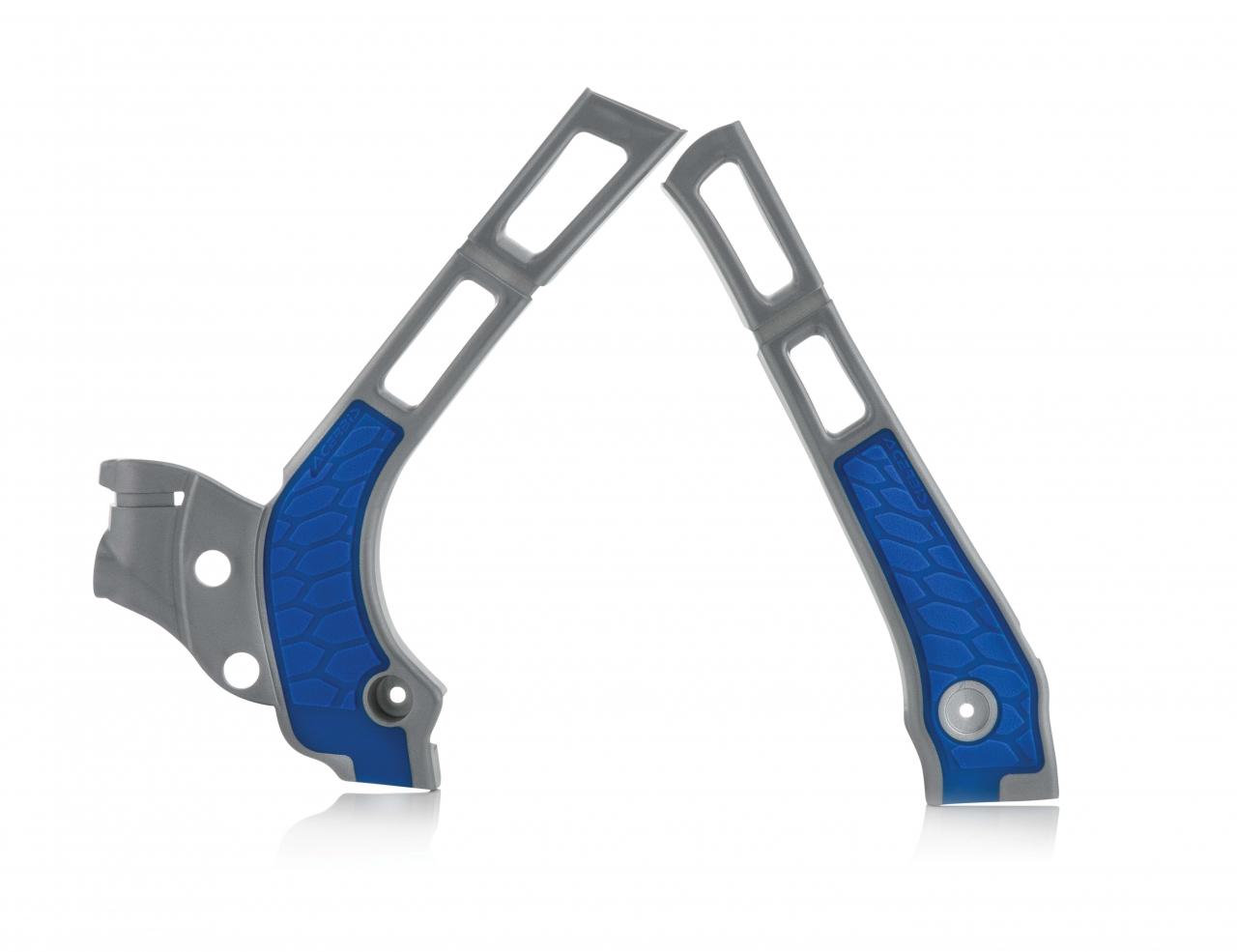 Acerbis Silver/Blue 0021669.218 - X-Grip Frame Guards - Yamaha Yz 125/250 2006-2025, Wr125/250 2006-2021