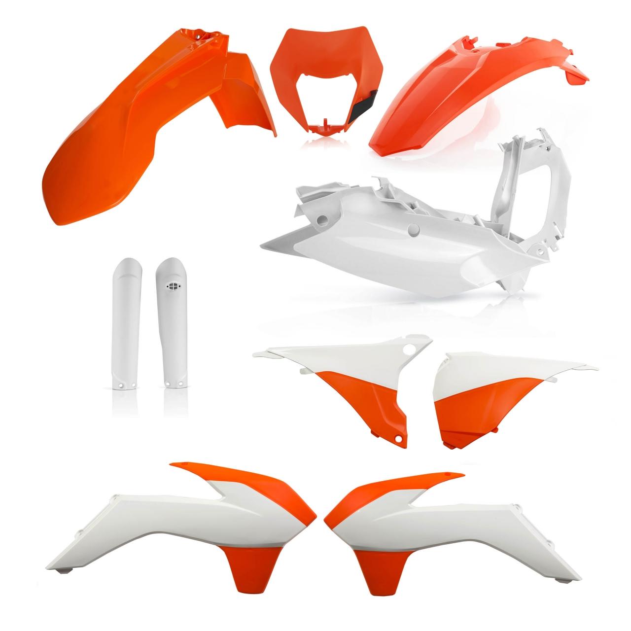 0021811.553.016 - Acerbis Full Enduro Plastics Kit - KTM EXC125/250/300 & EXC-F 2016 - OEM '16 (Orange/White)