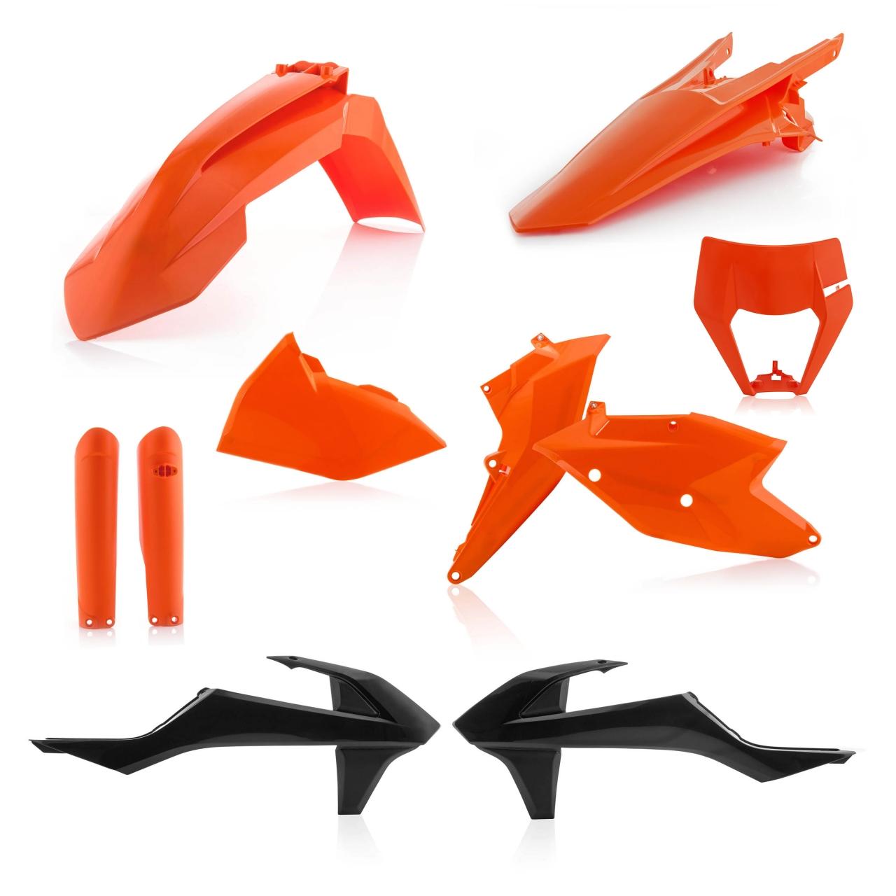 Acerbis Oem 0022371.553 - Full Enduro Plastics Kit - Ktm Exc-F 250/350/450/500 2017-19, Xc-W Tpi 2019 - (Orange/Black)
