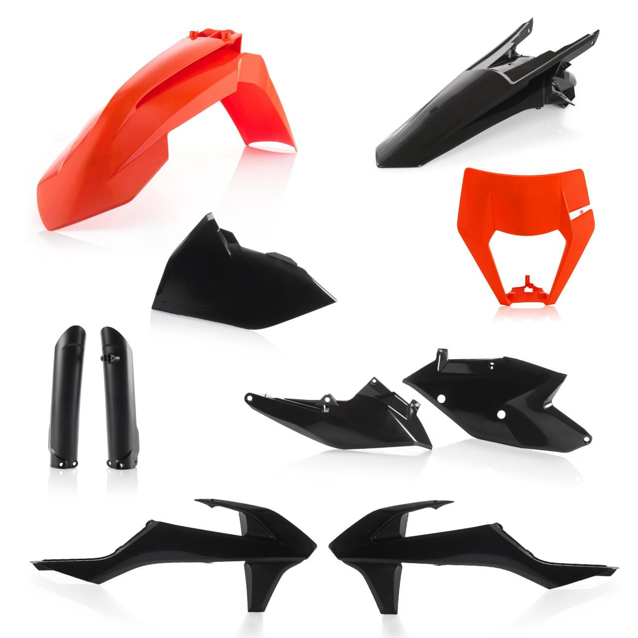 Acerbis Black/Orange 0022371.313 - Full Enduro Plastics Kit - Ktm Exc-F 250/350/450/500 2017-19, Xc-W Tpi 2019