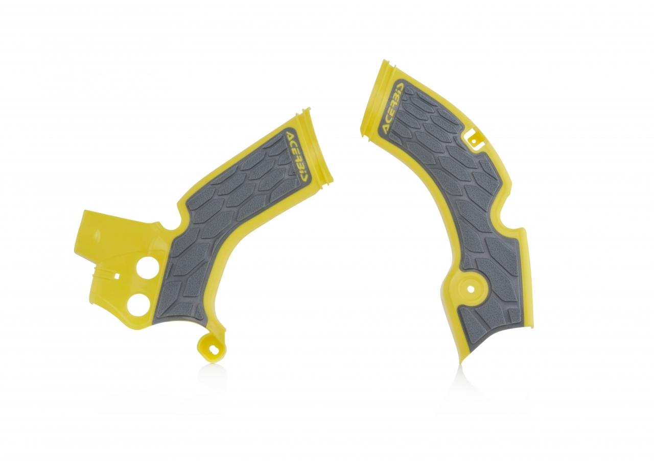 0022879.277 - Acerbis X-Grip Frame Guards - Suzuki RMZ250 2010-18 - Yellow/ Grey