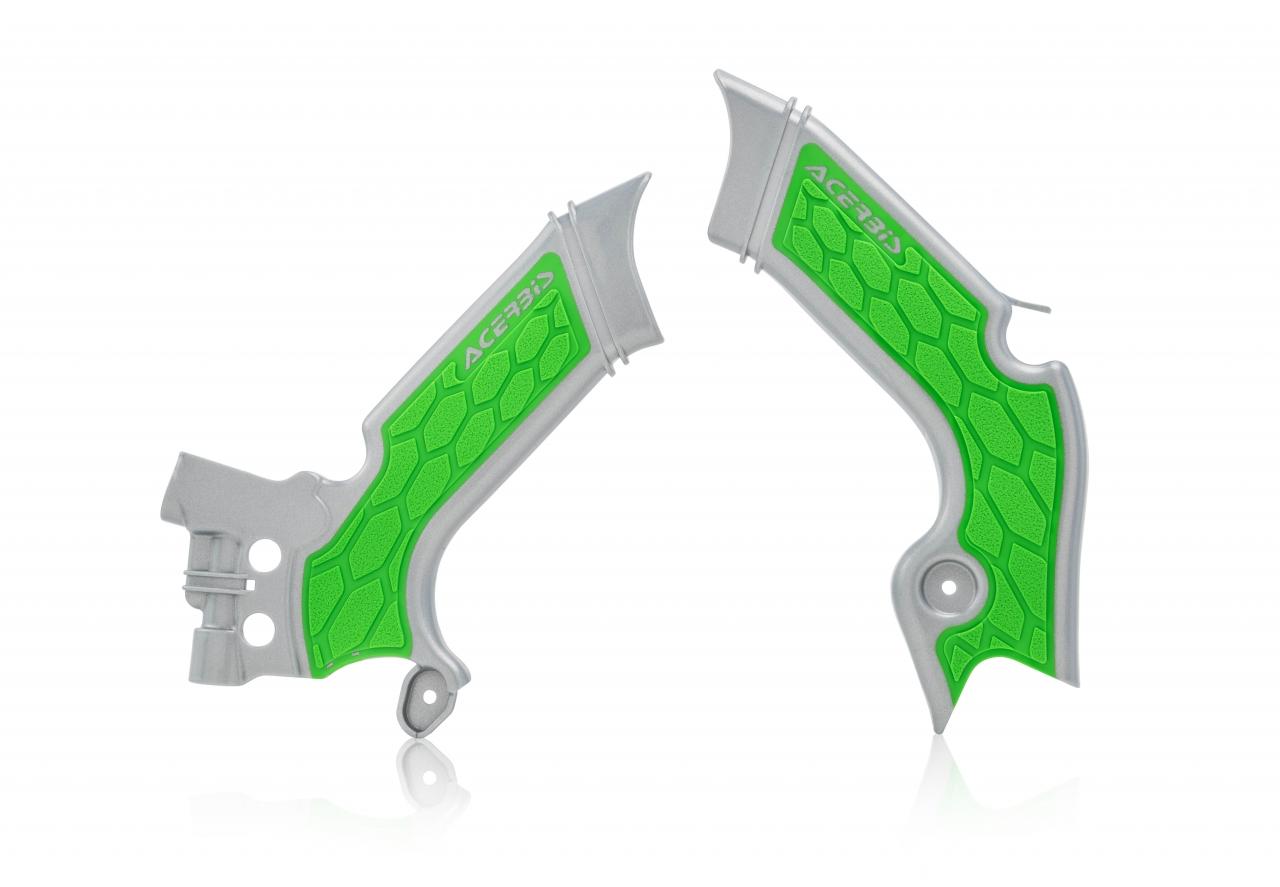 0023693.297 - Acerbis X-Grip Frame Guards - Kawasaki KXF250 2021-2024, KXF450 2019-2023 - Grey/ Green