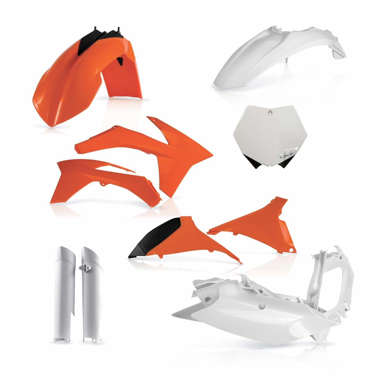 0015702.553.012 - Acerbis Full Plastics Kit - KTM SX 125/150/250 2012, SXF 250-505 2011-12 - OEM '12 (Orange/White)