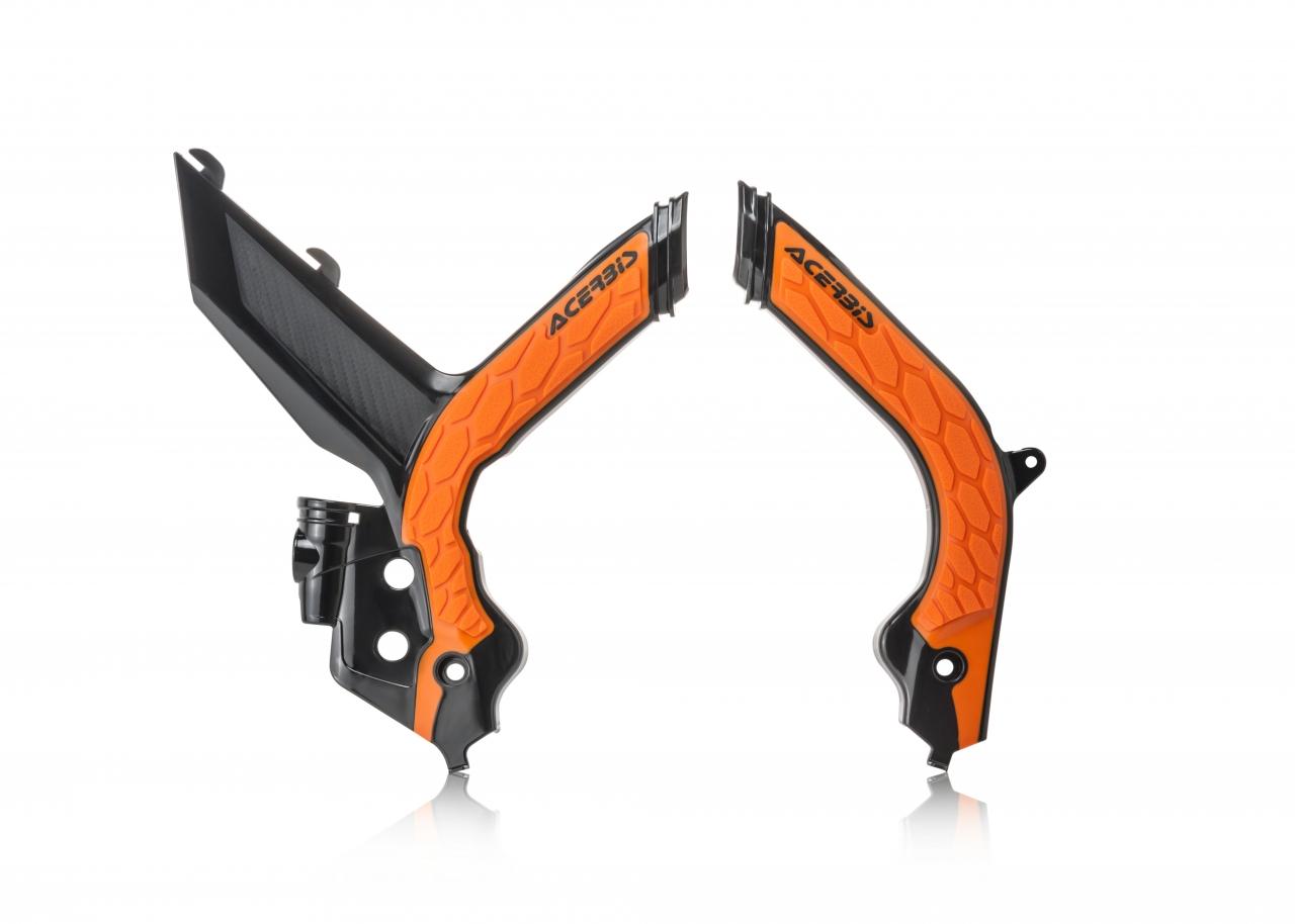 Acerbis Black/Orange 0023599.313 - X-Grip Frame Guards - Ktm Sx125 2019-21, Sx150 2019-20, Sxf 250/350/450, Xc-F/ Xc 2019-21