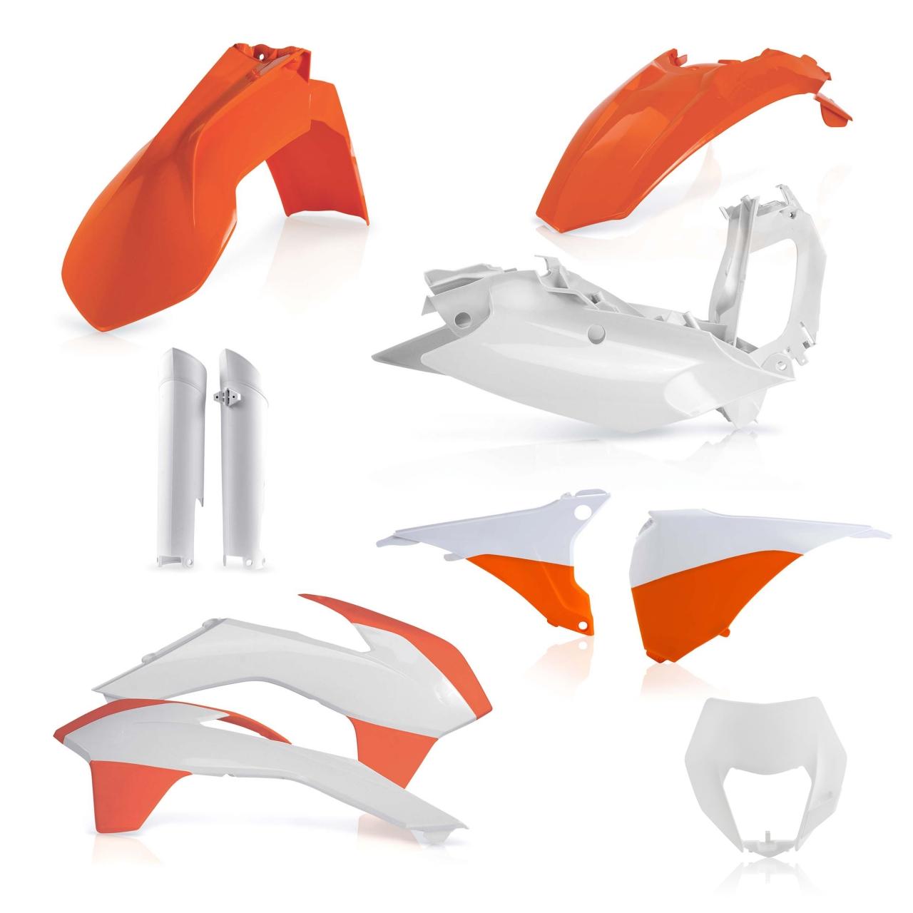 0017204.553.015 - Acerbis Full Plastics Kit - KTM EXC 125-380 & EXC-F 250-540 2014-15 - OEM '15 (White/Orange)
