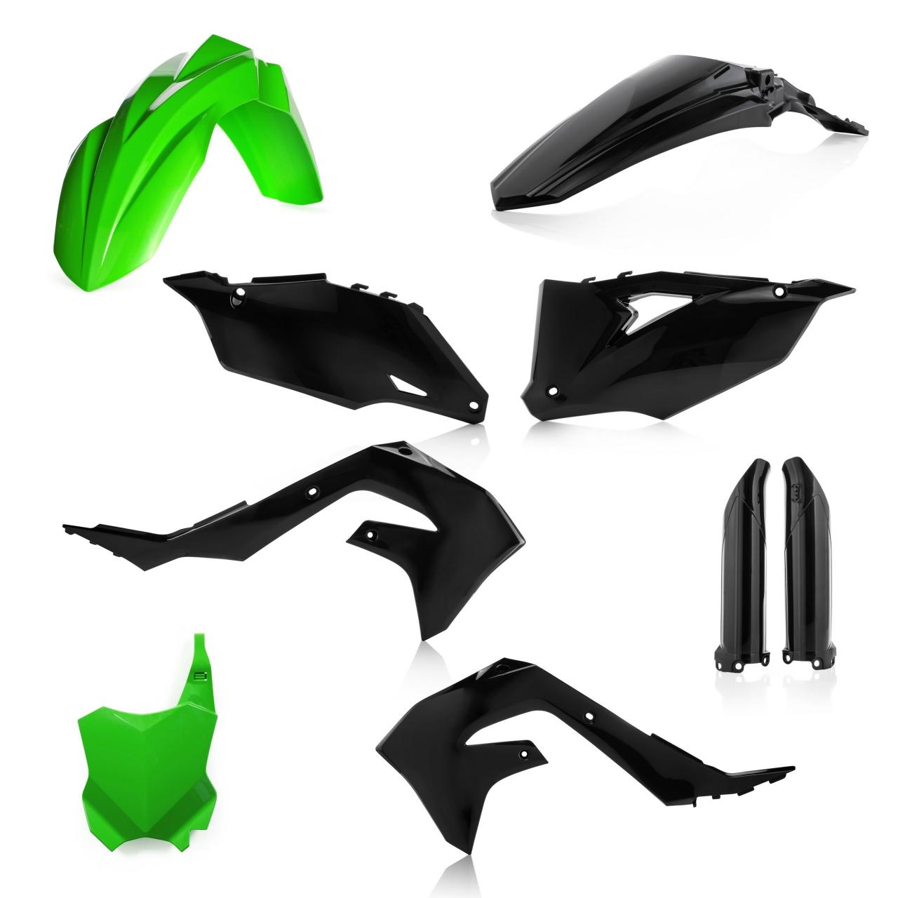 0023649.325 - Acerbis Full Plastics Kit - Kawasaki KXF250 2021-2024, KXF450 2019-2023 - Black/ Green