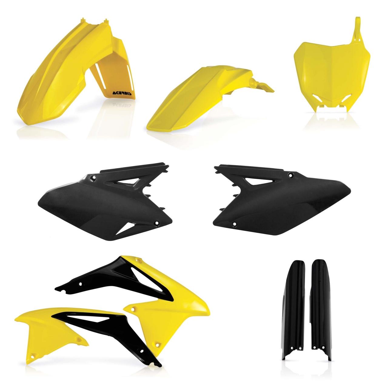 Acerbis Yellow/Black 0013982.553.017 - Full Plastics Kit - Suzuki Rmz450 2008-17 - Oem '17 ()