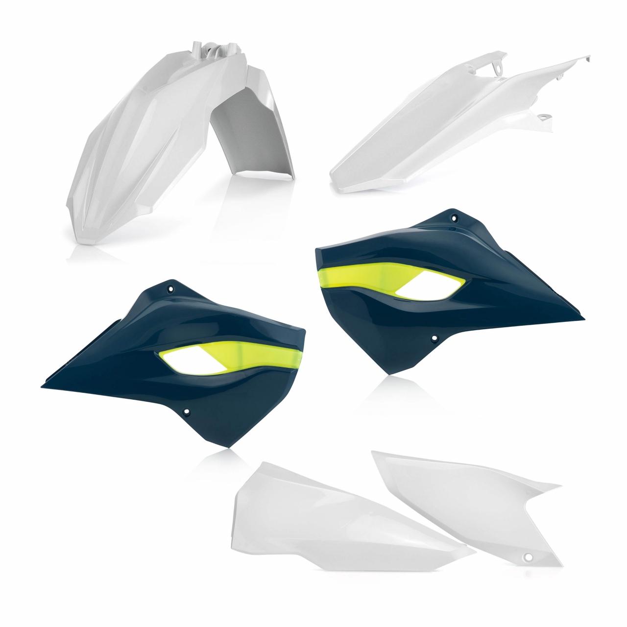 0017703.553.016 - Acerbis Standard Plastics Kit - Husqvarna FE 250/350/450/501 2014-16, TE 125/250/300 2014-16 - OEM '16 (White/Navy/Yellow)