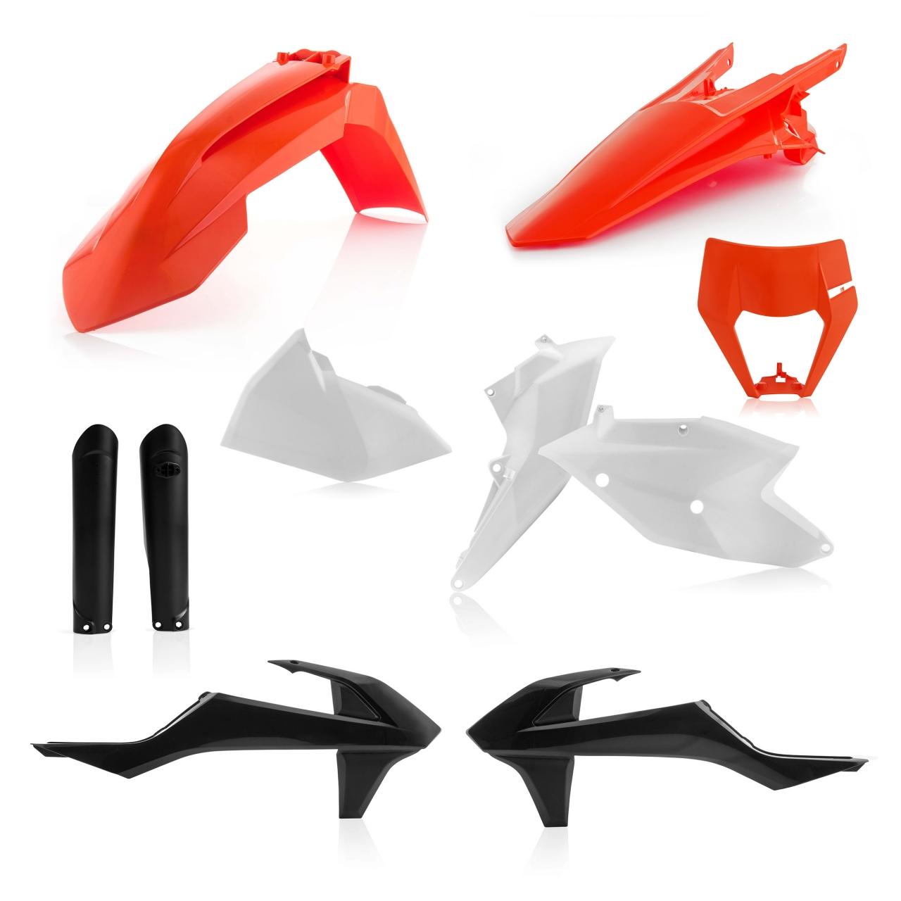 Acerbis Orange/White/Black 0022371.553.018 - Full Enduro Plastics Kit - Ktm Exc-F 250/350/450/500 2017-19, Xc-W Tpi 2019 - Oem 18 ()