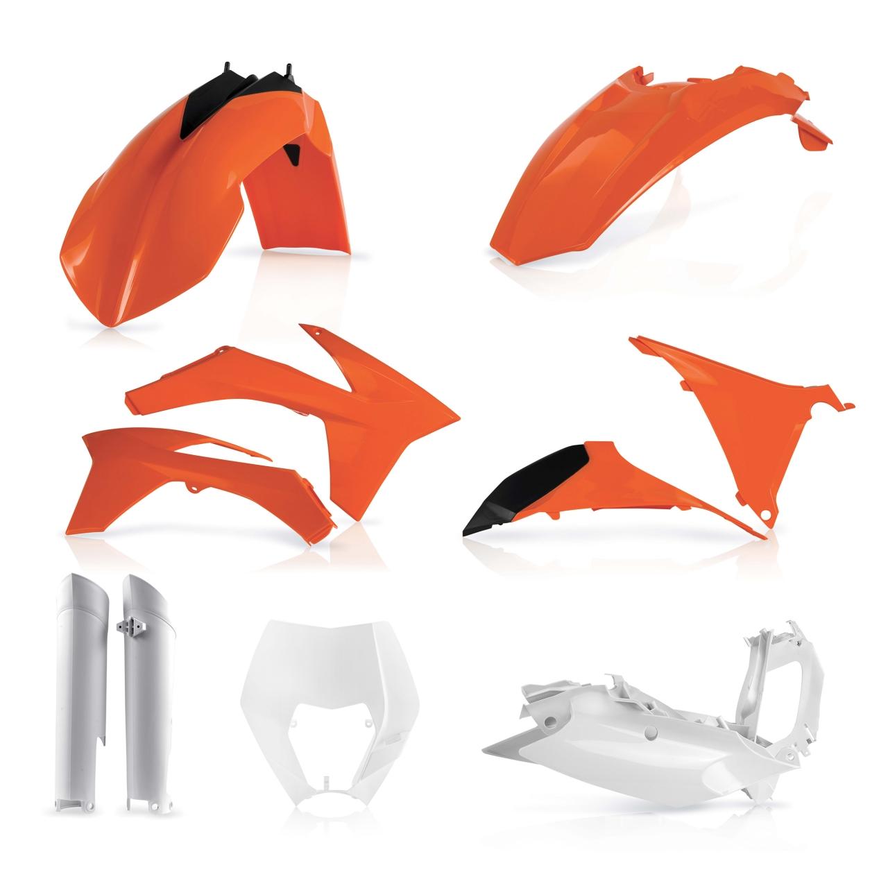 0016234.553.012 - Acerbis Full Plastics Kit - KTM EXC/ EXC-F 125-540 2012-13 - OEM (Orange/White/Black)