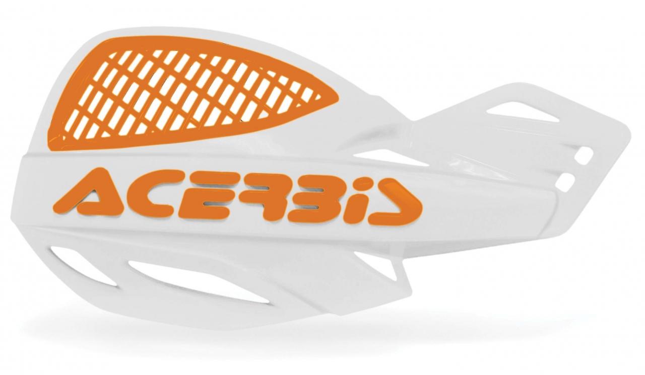 0009846.011 - Acerbis Uniko Vented Hand Guards With Universal Fitting Kit - White/ Orange