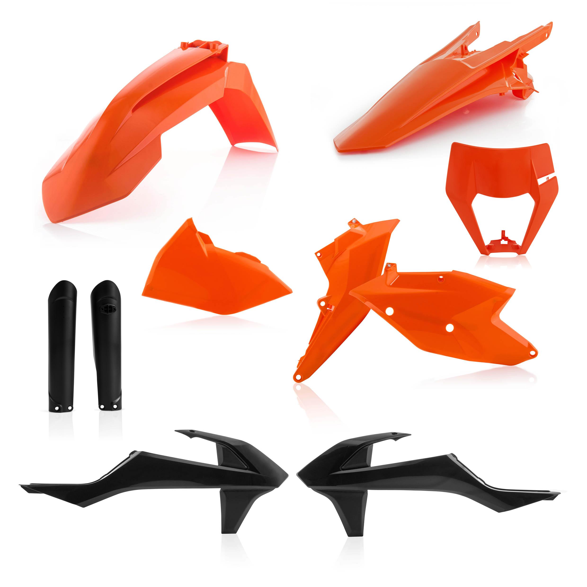 Acerbis Orange/Black 0022371.553.019 - Full Enduro Plastics Kit - Ktm Exc-F 250/350/450/500 2017-19, Xc-W Tpi 2019 - Oem '17 (Fluro )