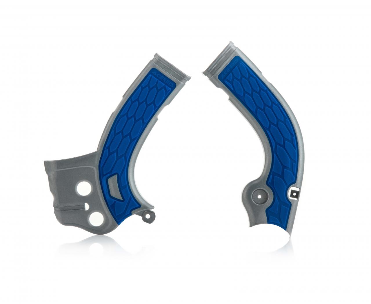 0017778.218 - Acerbis X-Grip Frame Guards - Yamaha YZF250 2014-16, YZF450 2014-15, WRF250 2015-19 - Silver/ Blue