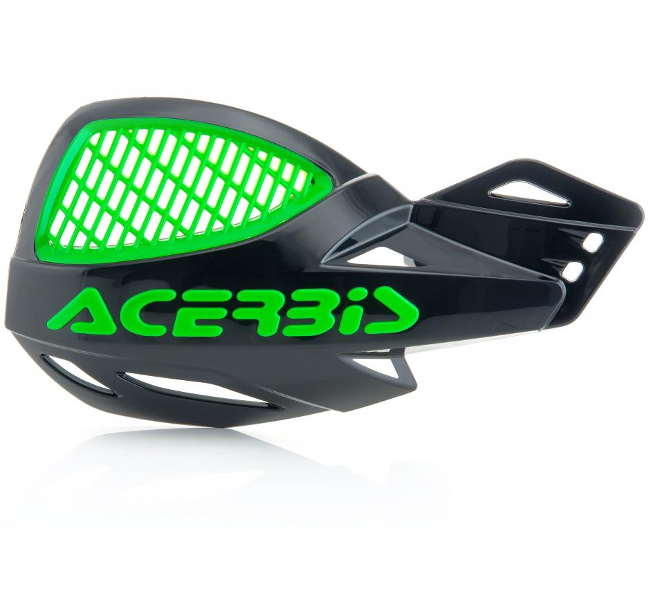 0009846.325 - Acerbis Uniko Vented Hand Guards With Universal Fitting Kit - Black/ Green