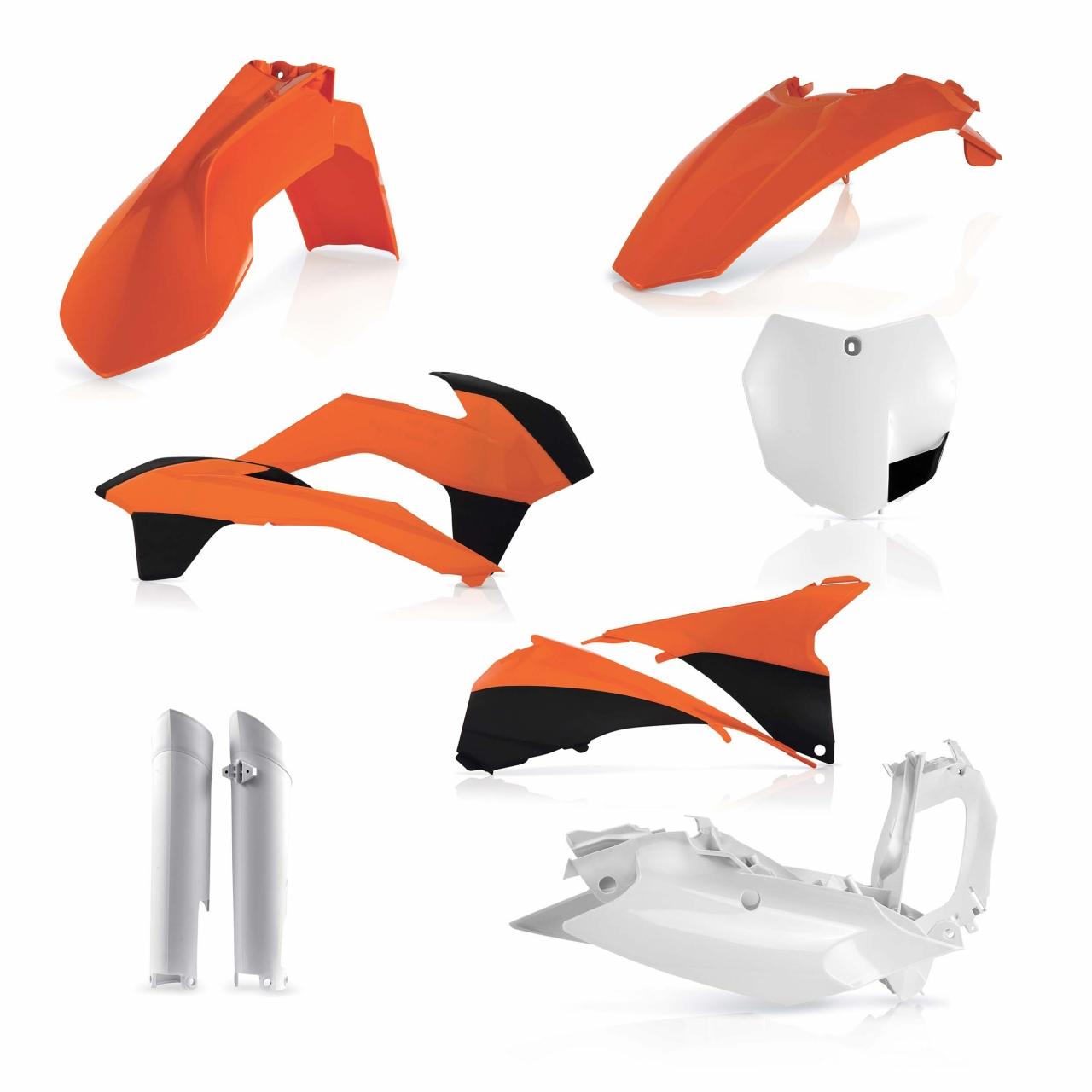 0016874.553 - Acerbis Full Plastics Kit - KTM SX 125/150/250 2013-14, SXF250/450/505 2013-14 - OEM (Orange/White)