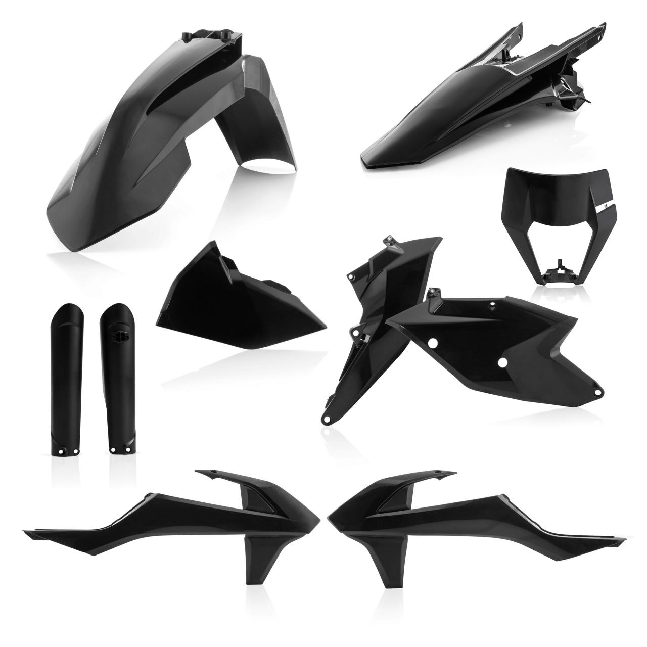 Acerbis Black 0022371.090 - Full Enduro Plastics Kit - Ktm Exc-F 250/350/450/500 2017-19, Xc-W Tpi 2019