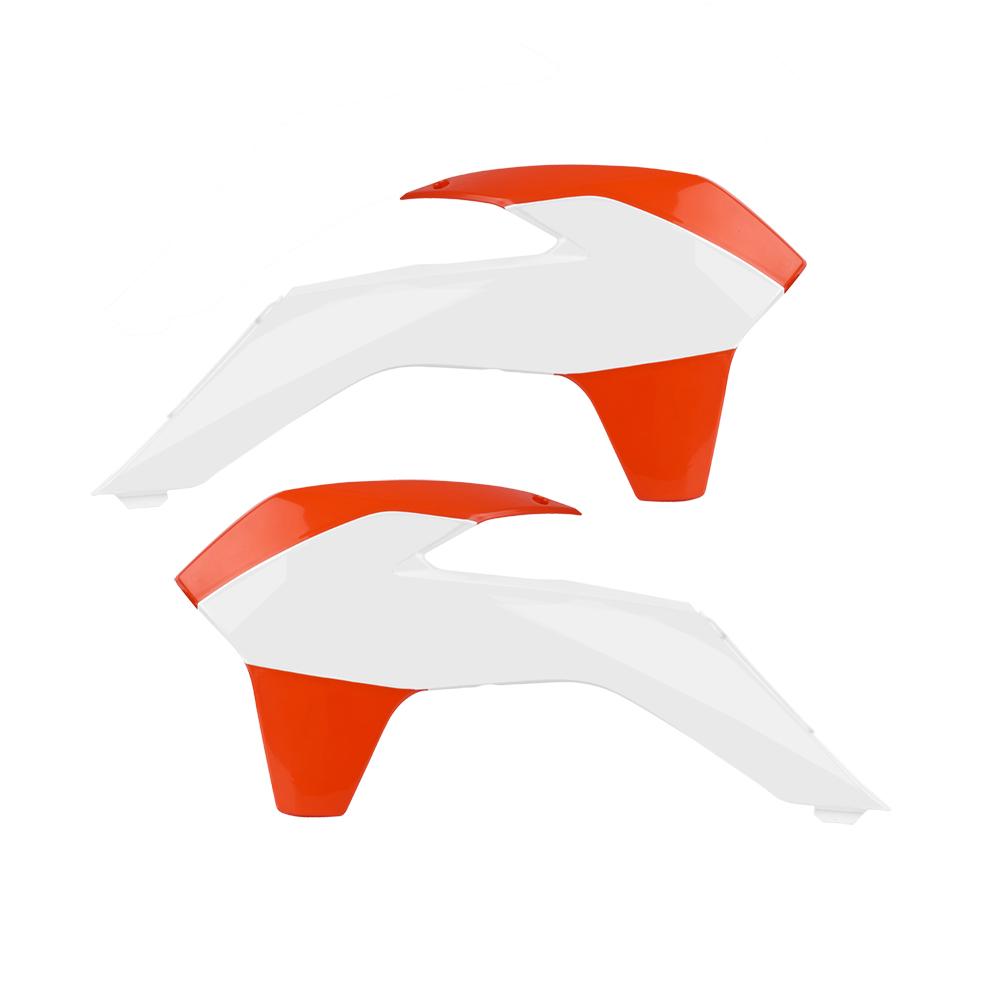 Polisport White/Orange Radiator Scoops - Ktm Sx/Sxf 2013-15, Sx250 2016, Exc/Exc-F 2014-16, Xc/Xc-F 2016 - Gloss