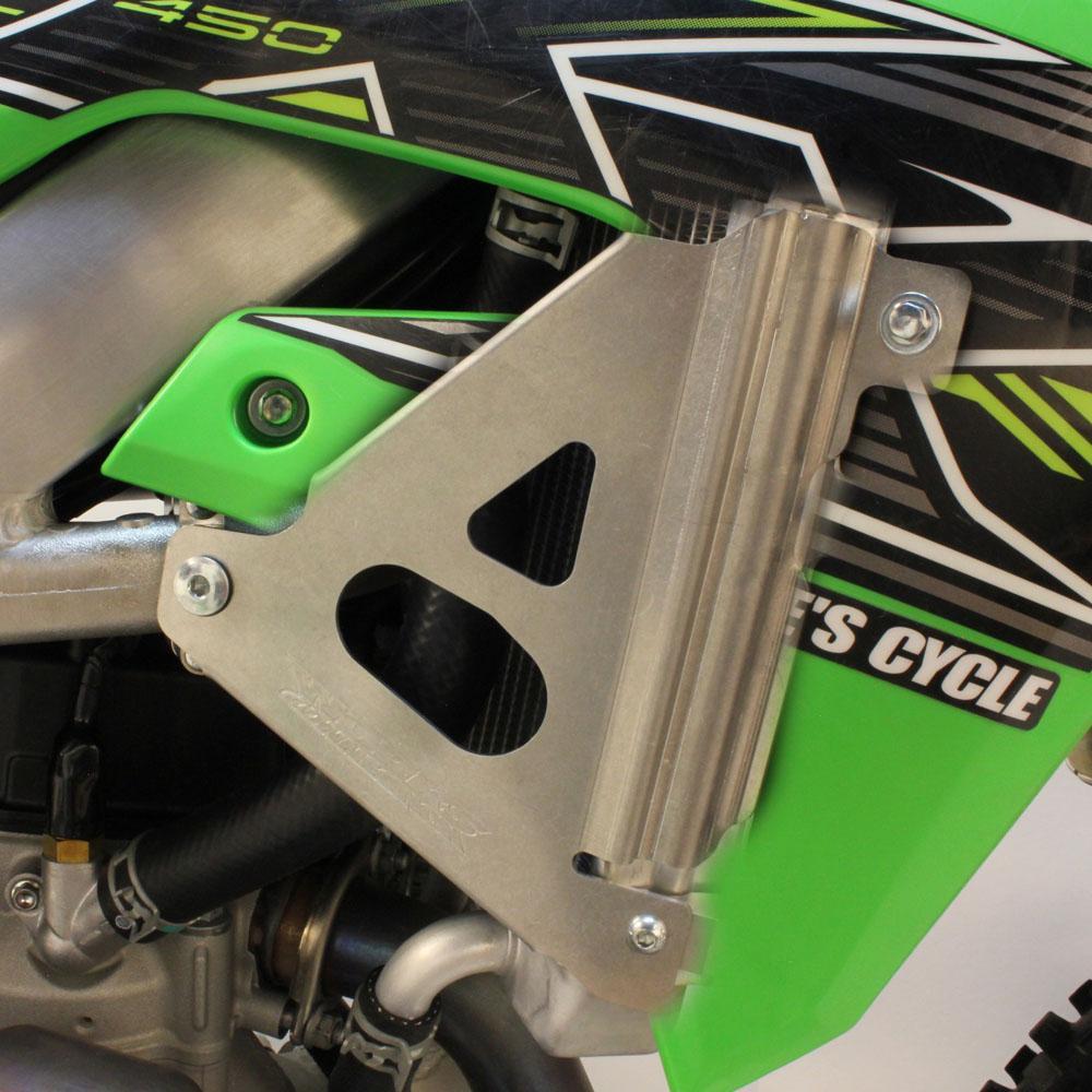 18-300 - Works Connection Radiator Braces For Kawasaki KXF250 2021-2024, KX250XC 2020-2024, KXF450 2019-2023, KX450XC 2020-2023 Silver